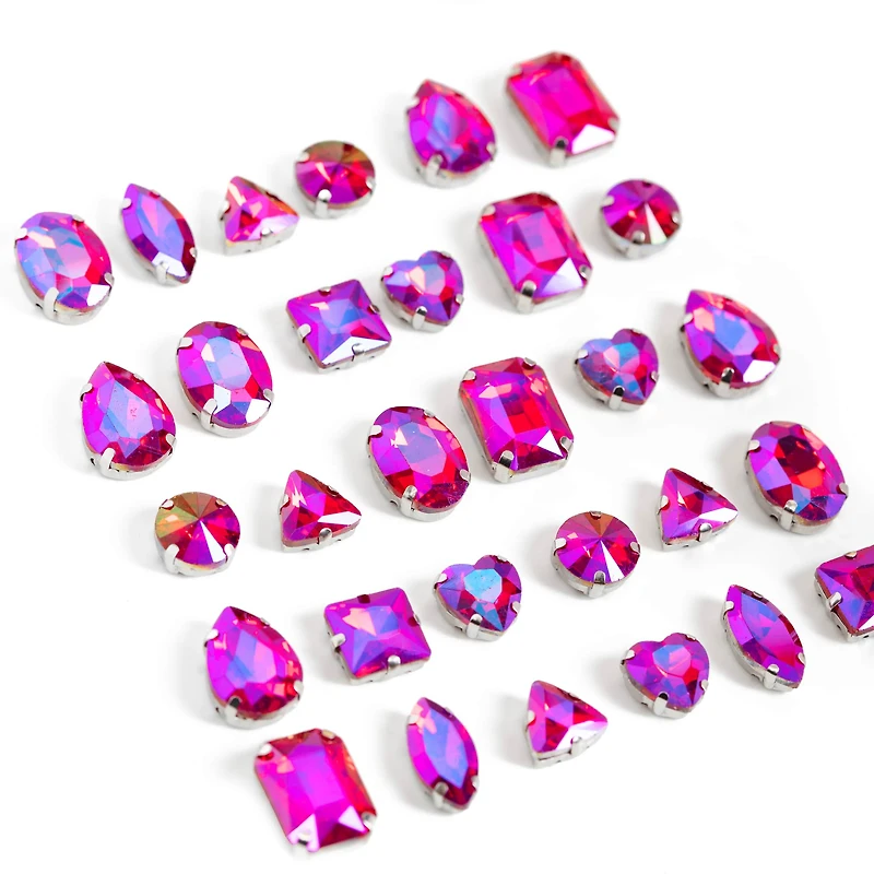 CousinDIY Silver Siam AB Glass Sew-On Rhinestones, 32ct.