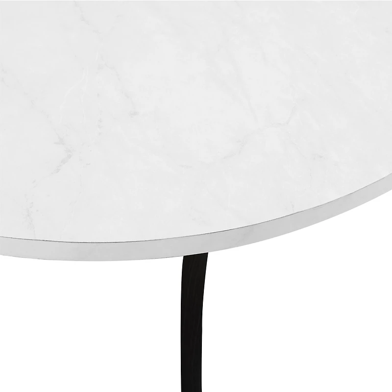 36" Faux White Marble & Graphite Mid Century 3-Leg Round Coffee Table