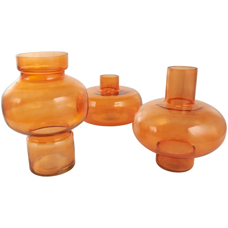 Orange Glass Rounded Vase Set