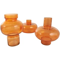 Orange Glass Rounded Vase Set