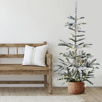 6.5ft. Pre-Lit Flocked Nordmann Fir Artificial Christmas Tree, Warm White LED Lights