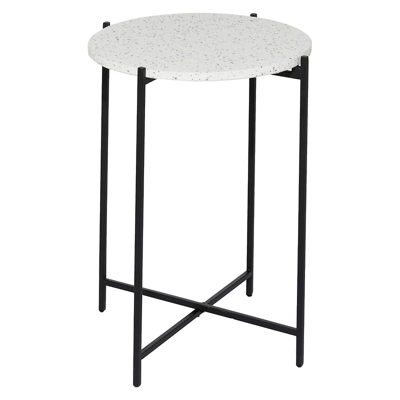 24" Black Contemporary Terrazzo Accent Table