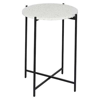 24" Black Contemporary Terrazzo Accent Table