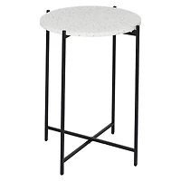 24" Black Contemporary Terrazzo Accent Table