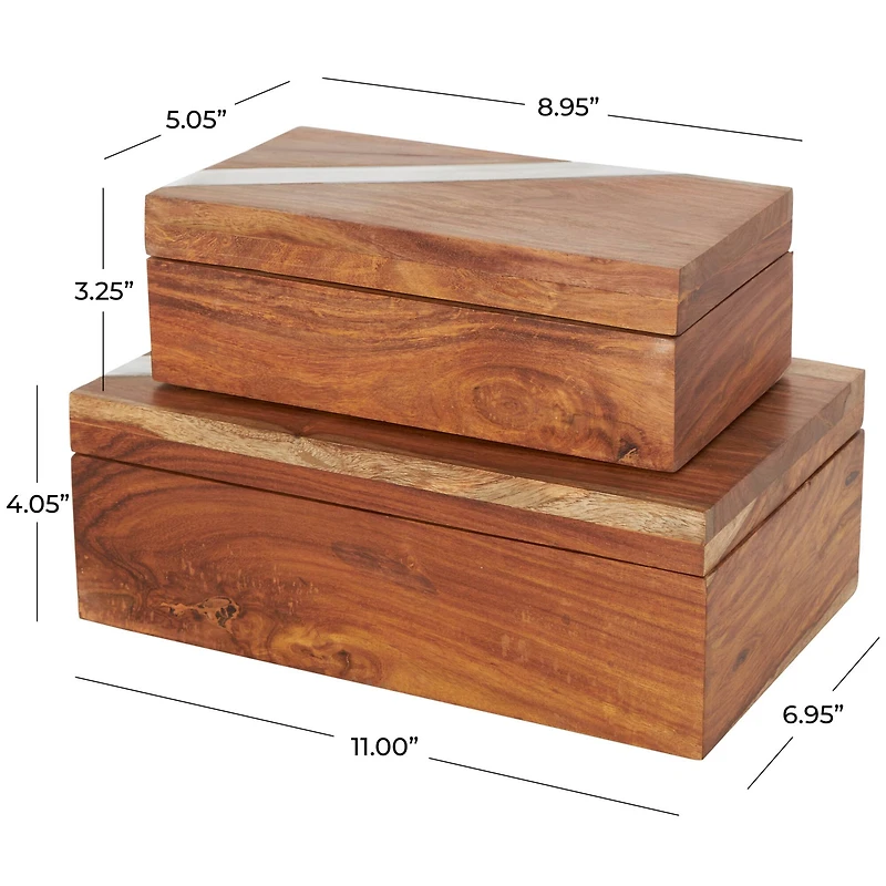 Brown Box Set with Silver Diagonal Stripes