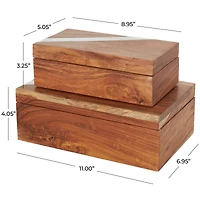 Brown Box Set with Silver Diagonal Stripes