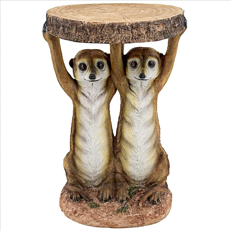 Design Toscano 20.5" Kalahari Meerkat Maitre d's Sculptural Side Table