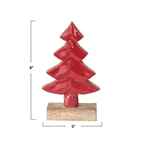 Hello Honey® 8" Carved Red Enameled Mango Wood Tree with Base
