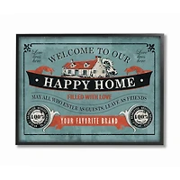 Stupell Industries Happy Home Wall Art in Black Frame