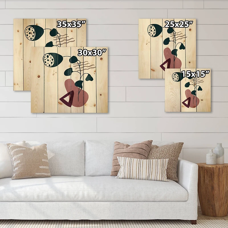 Designart - Elementary Shapes With Abstract Flowers Plants V