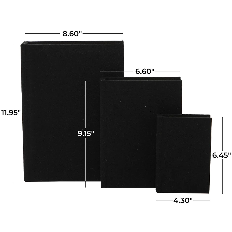 Black Linen Faux Book Box Set