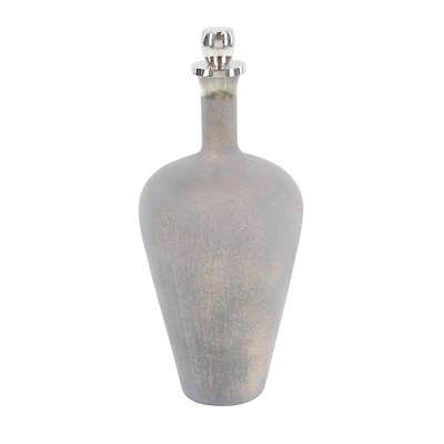 28" Silver Glass Modern Decorative Bottle