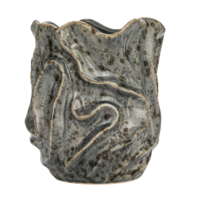 Hello Honey® 7.5" Gray Organic Ceramic Vase with Crackle Glaze