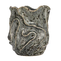 Hello Honey® 7.5" Gray Organic Ceramic Vase with Crackle Glaze