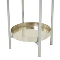 Silver Metal Planter with Removable Stand Set