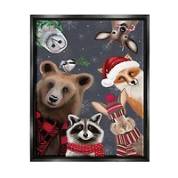 Stupell Industries Cozy Woodland Creatures Patterned Framed Floater Canvas Wall Art