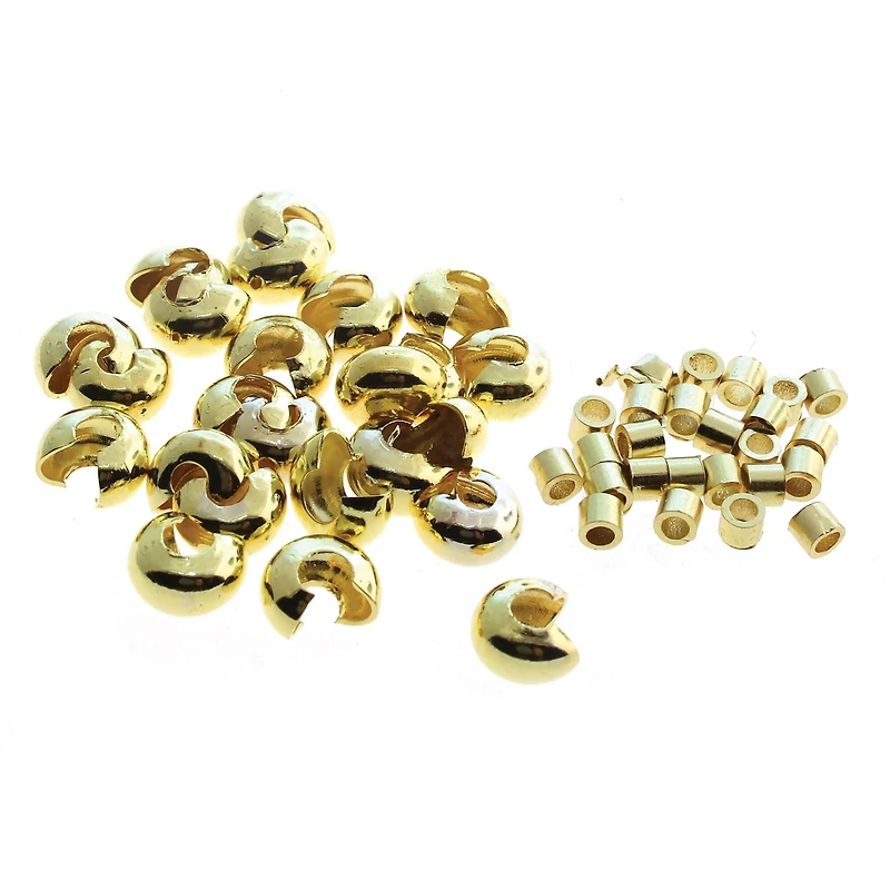 The Beadsmith® Basic Elements™ Gold-Plated Smooth Crimp Tubes & 4mm Covers