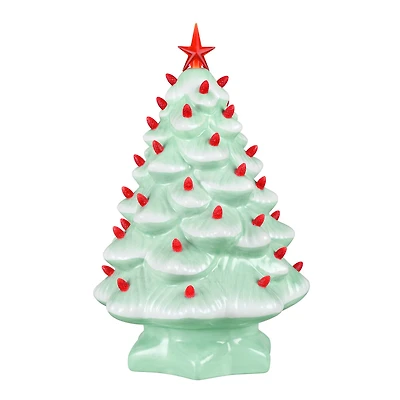 Mr. Christmas 14" Seafoam with Red Bulbs Nostalgic Ceramic Tree