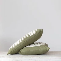 Hello Honey® Green & Cream Embroidered & Applique Leaf Pillow Cover