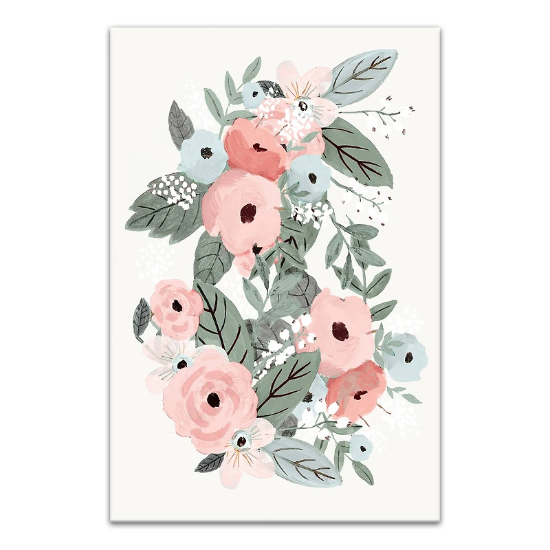 Painted Pastel Flowers 12" x 18" Canvas Wall Art