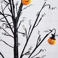 4ft. Pre-Lit Artificial Halloween Pumpkins and Skulls Ornament Tree with 64 Warm White LED Lights
