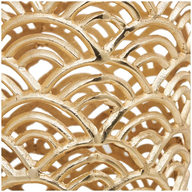 Gold Aluminum Art Deco Arch Vase Set