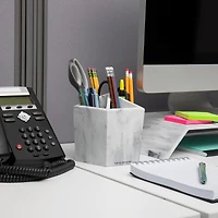 Mind Reader Marbella Collection White 5-Section Pen & Accessory Holder