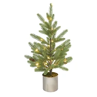 22" Pre-Lit Pine & Pinecone Accent Tree in Metal Bucket by Ashland®