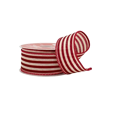 1.5" x 30ft. Red Ticking Stripes Wired Ribbon by Celebrate It®