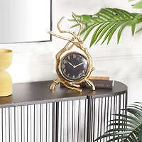 Gold Contemporary Abstract Clock, 8" x 4" x 13"