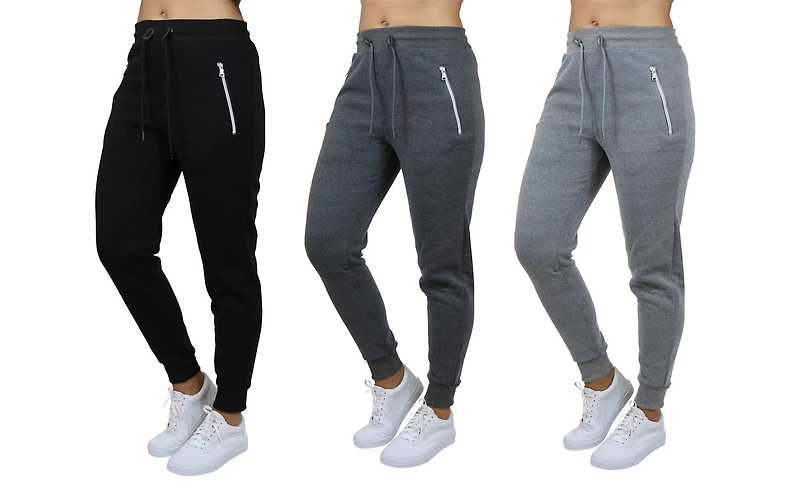 Galaxy by Harvic Women's Relaxed-Fit Jogger Sweatpants 3 Pack