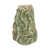 Hello Honey® 12.75" Green Textured Stoneware Organic Shaped Vase with Reactive Glaze
