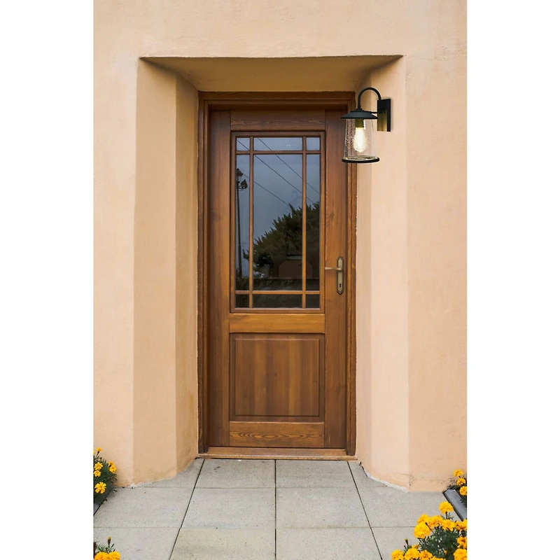 Hello Honey® Robert Stevenson Lighting Hudson 14.5" Distressed Zinc Metal & Seedy Glass Outdoor Light