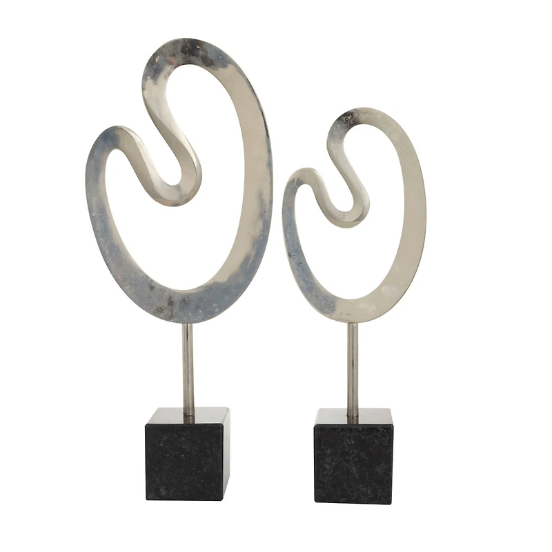 CosmoLiving by Cosmopolitan Silver Marble Contemporary Sculpture, 24" x 21"