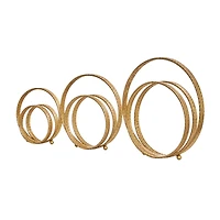 Gold Metal Geometric Layered Ring Sculpture Set