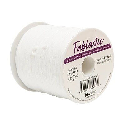 Beadsmith® Fablastic™ 3mm White Round Spandex Cord