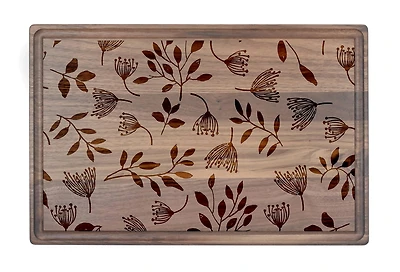 Floral Pattern 17" x 11" Walnut Cutting Board