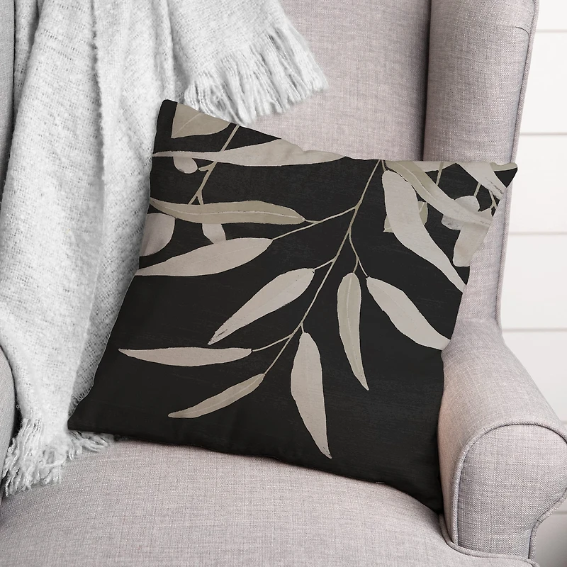 Black and White Greenery I 18" x 18" Throw Pillow