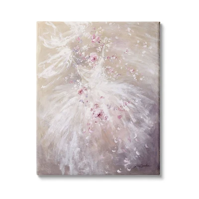 Stupell Industries Abstract Prairie White Dress Dancing Pink Roses Canvas Wall Art
