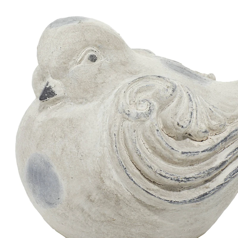 Tan Stone Country Garden Bird Sculpture Set