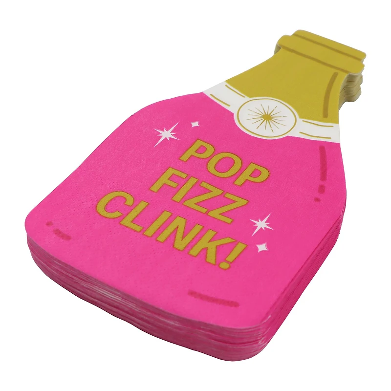 Pink & Gold Wine Bottle Cocktail Napkins, 20ct. by Ashland®