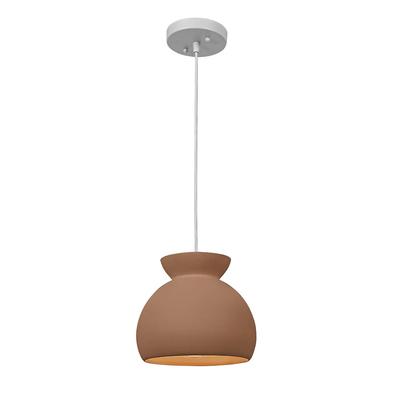Hello Honey® Sienna Matte Terra Cotta Boho Ceramic Ceiling Light with White Fabric Cord