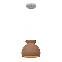 Hello Honey® Sienna Matte Terra Cotta Boho Ceramic Ceiling Light with White Fabric Cord