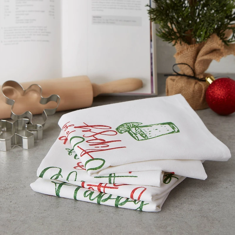 DII® Assorted Tipsy Glitzy Christmas Dishtowel Set