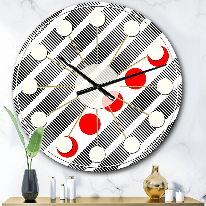 Designart 'Retro Geometrical Abstract Minimal Pattern Xi Mid-Century Modern Wall Clock