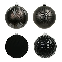4 Pack 120mm Black Shatterproof Ball Ornaments by Ashland®