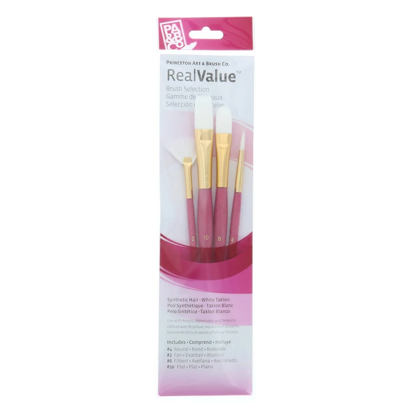 Princeton™ RealValue™ White Taklon 4 Piece Brush Set