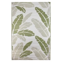 Green & White Palm Leaf Rectangular Outdoor Area Rug, 4ft. x 6ft.