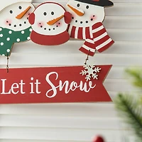 Glitzhome® 12.75" Christmas Snowman Family Wall Décor