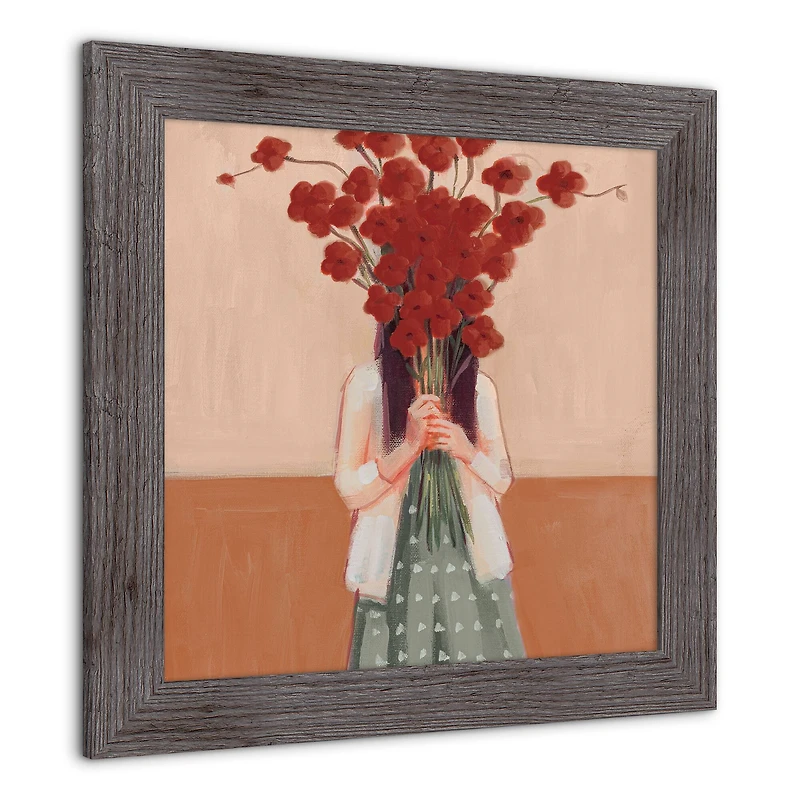 Framed Western Red Floral Woman Print